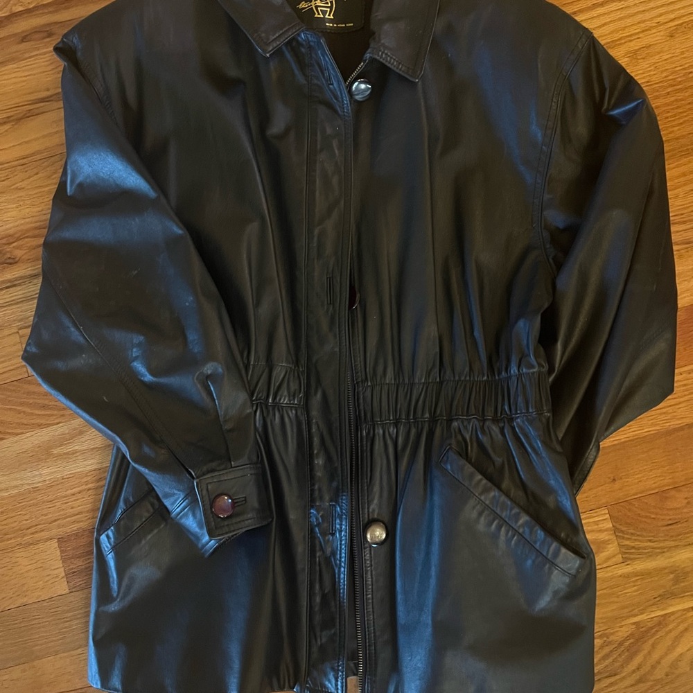 Ladies leather coat - Vintage Avant Garde Dolman